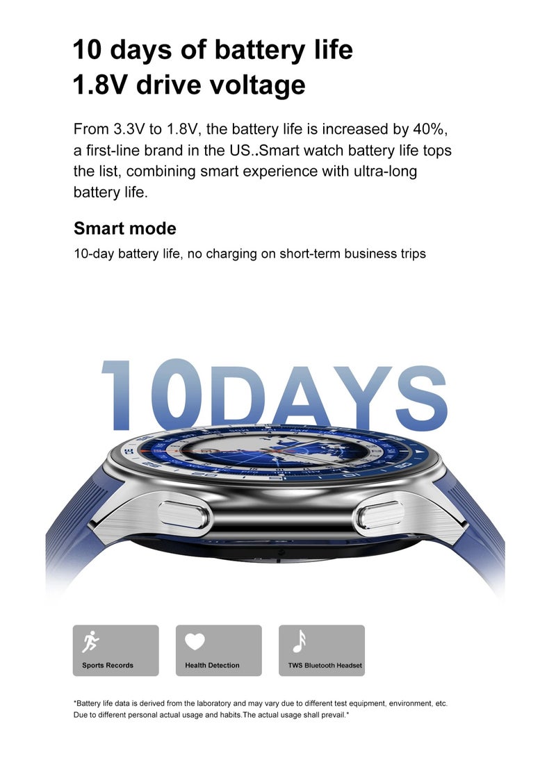 ساعة DT Watch X الذكية، شاشة AMOLED مقاس 1.43 بوصة، BT Call Photo Album تشغيل الموسيقى وتسجيل الفيديو والبوصلة، ساعة DT الذكية (أزرق) - Image 4