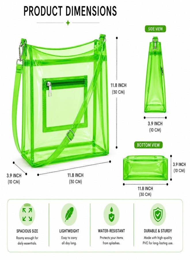 Echo Boomers Transparent Shoulder Bag - Neon Green | Stylish, Spacious, Durable & Multipurpose PVC Tote - Image 2