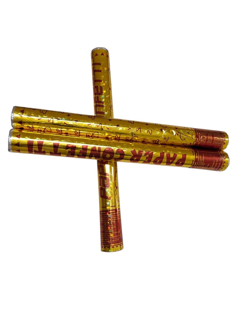 Party Popper Long Size Gold Metallic Pack of 3 for Celebrations and Events  - Image 2