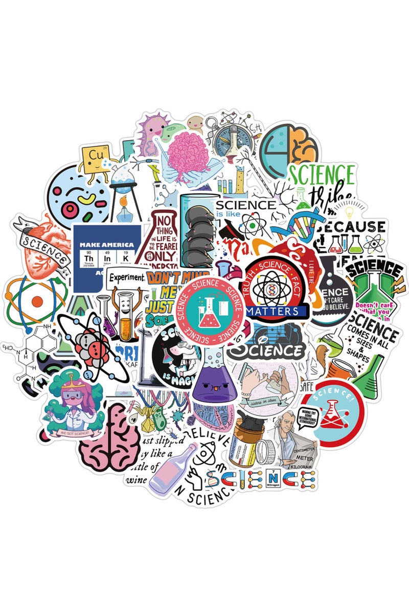 B 50pcs 50PCS Physics, Chemistry, Biology Experiment Vinyl Stickers, Student Science Laboratory Sti