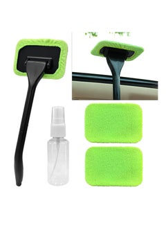 Plan A Windshield Cleaning Tool, Detachable Long Handle Microfiber Head, 2 Washable Cloth Heads and 30ml Spray Bottle, Perfect for Easy and Effective Glass Cleaning for Clear View  - Image 1