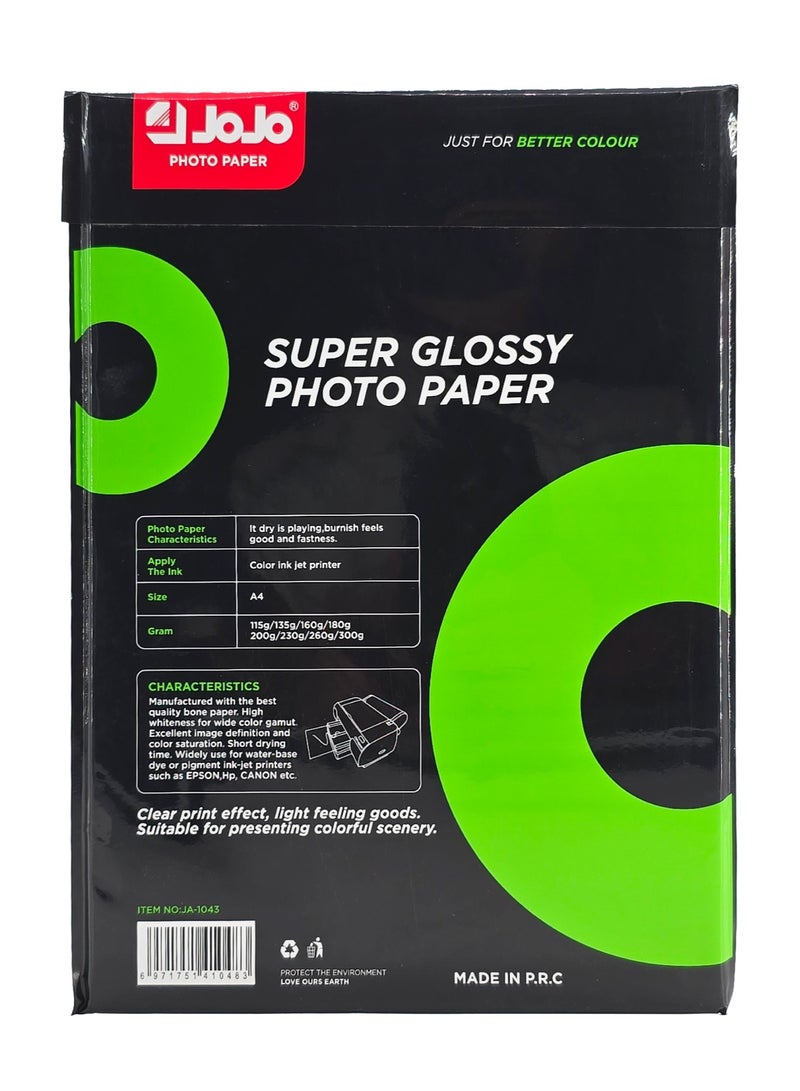 JOJO Super Glossy Waterproof A4 Photo Paper, 180 GSM Premium, Pack of 20 Sheets - Image 2
