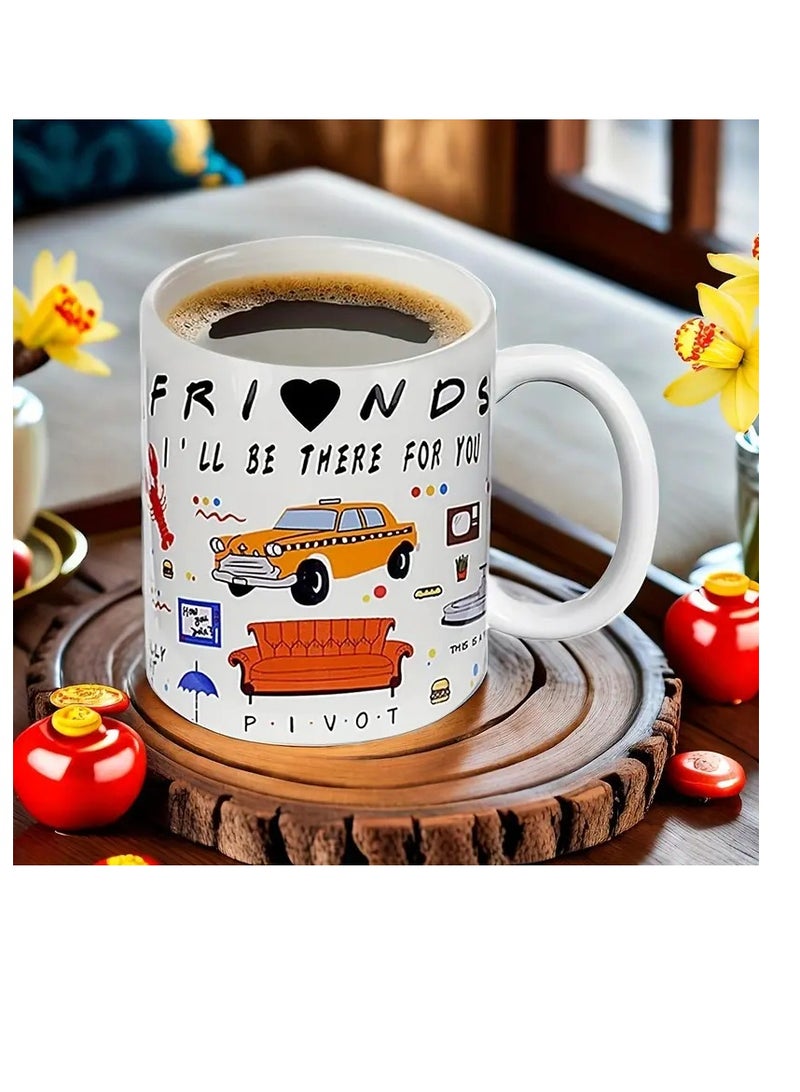 RYN 1pc Ceramic Coffee Mug with FRIENDS TV Show Design, 11 Oz, Care Instructions: Machine Wash, Wax-Coated, Reusable Multipurpose Mug for Home, Office, Restaurant - Great Birthday & Holiday Gift - Image 2