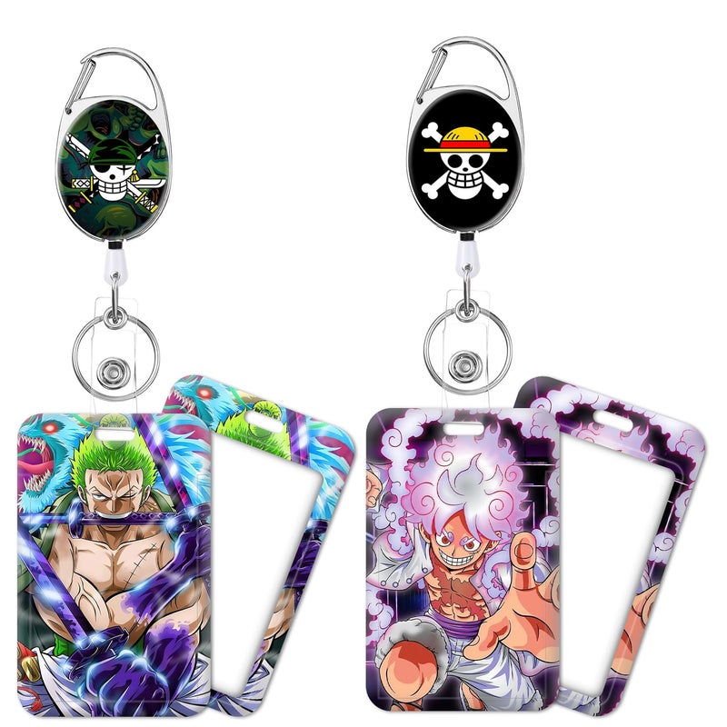 Pounchi Fight Anime Retractable Badge Reels (2 Pack) with Cool Name Tag Badge Holder (2 Pack) Cartoon ID Badge Holders Nursing Badge Reel Badge Clip Gifts for Teens Kids - Image 1