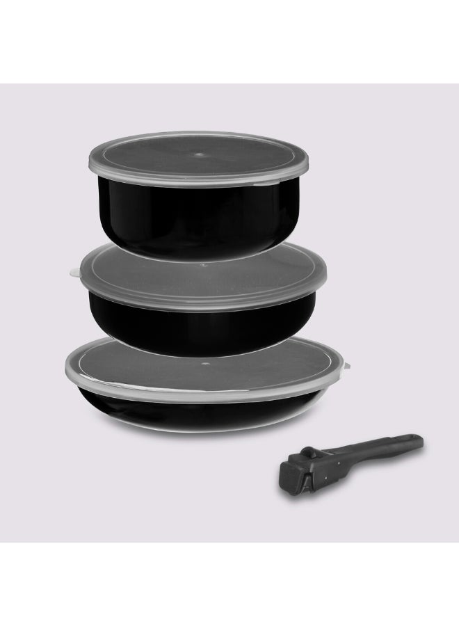 Five Simply Smart 7-Piece Pressed Aluminum Cookware Set Black and Clear 6.3 x 14.3 x 25.5 cm 189350 - Image 1