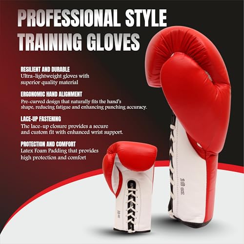 RXN® Boxing PRO Fight Gloves (10 OZ, Red) - Image 3