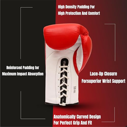 RXN® Boxing PRO Fight Gloves (10 OZ, Red) - Image 4