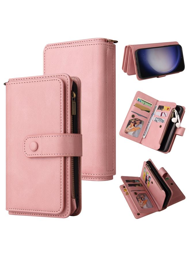 S-TOP Case For Samsung Galaxy S25+ / S24+ 5G Skin Feel Multi Card Slots Zipper Wallet Leather Phone Case - Image 1