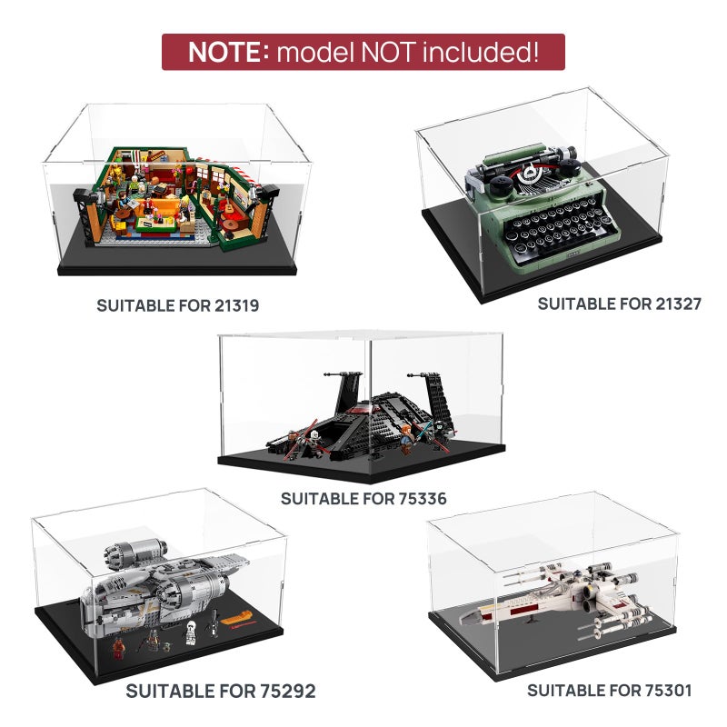 Nynelly Acrylic Display Case, Clear Acrylic Boxes for Display Lego 21319 75292 Countertop Display Case for Collectible Cube Acrylic Box with Black Base for Figure,Toy, 11.8×15.7×7.9inch - Image 3