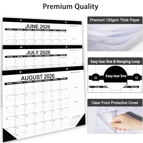 Dayvorax 2026-2027 Desk Calendar, 19 Months Desk Calendar Jun 2026 - Dec 2027, 17" × 12" Desktop Calendar with Ruled Blocks, Corner Protectors, Thick Paper for Home Office - Image 4