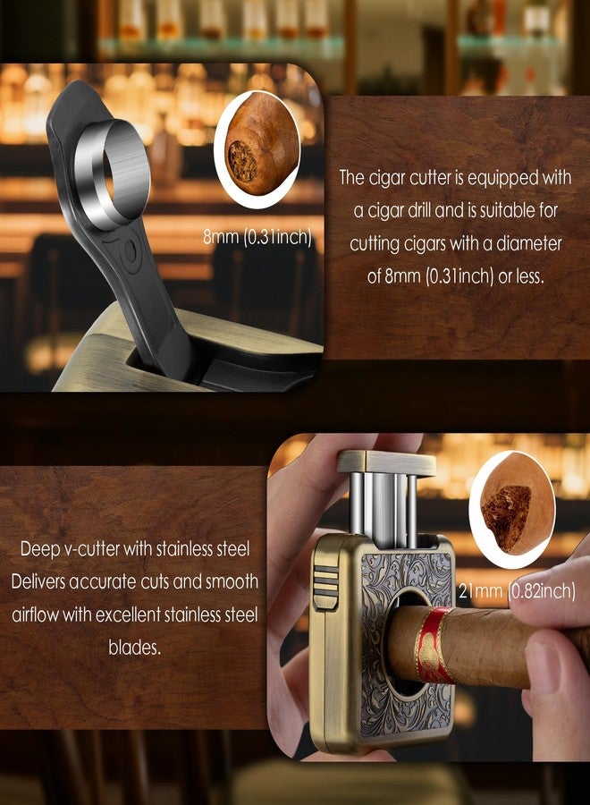HANCIGAR Cigar Cutter V Cut Portable, 4-in-1 V Cutter Guillotine Built in Cigar Punch & Twin Nubber & Cigar Holder, Multifunctional Stainless Steel Scissors Accessories Gifts, Travel/Outdoors (Gray) - Image 4