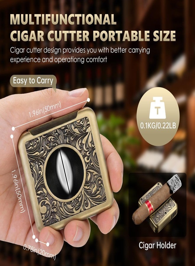 HANCIGAR Cigar Cutter V Cut Portable, 4-in-1 V Cutter Guillotine Built in Cigar Punch & Twin Nubber & Cigar Holder, Multifunctional Stainless Steel Scissors Accessories Gifts, Travel/Outdoors (Gray) - Image 5