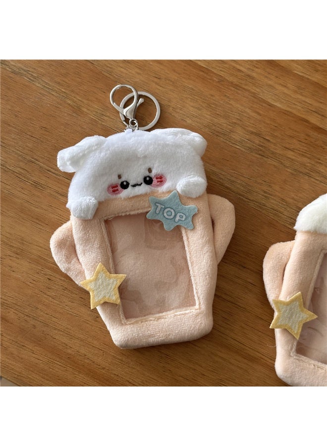 NIBEMINENT 1 - Piece Cute Champion Puppy Plush Kpop Photo Card Holder Pendant Key Chain ID Badge Holder ID Card Holder Photo Card Protector for School ID Office ID Access Card for Women Girls - Image 1