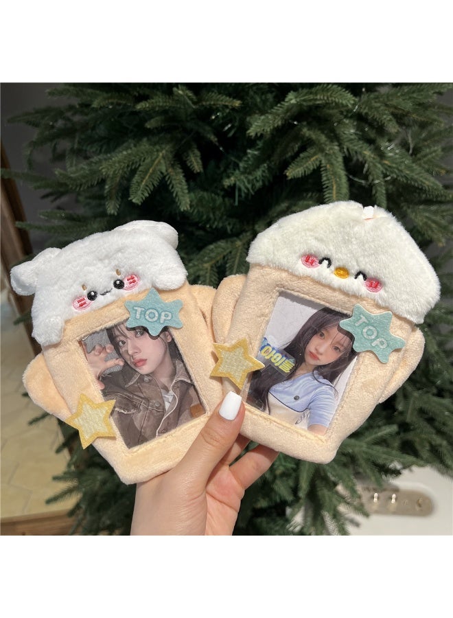 NIBEMINENT 1 - Piece Cute Champion Puppy Plush Kpop Photo Card Holder Pendant Key Chain ID Badge Holder ID Card Holder Photo Card Protector for School ID Office ID Access Card for Women Girls - Image 3