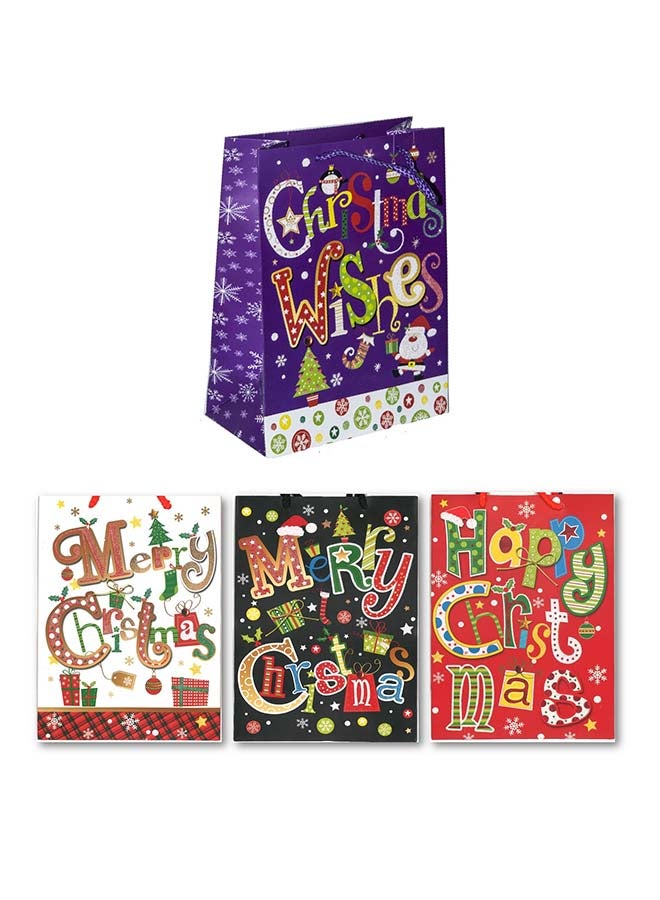 4-Piece Gift Bag For Christmas 25X18.5X10Cm Size Assorted Designs - Image 1