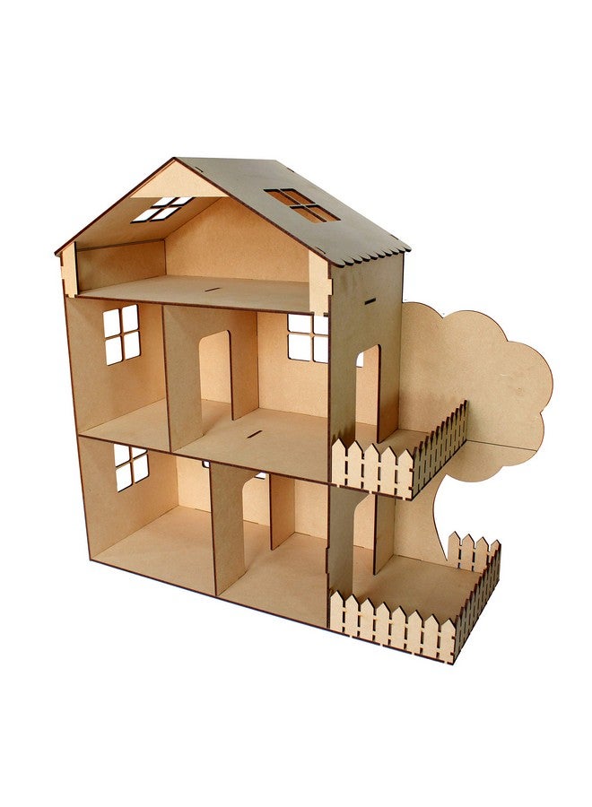 StonKraft Wooden dollhouse doll play house Big Size - construction toy, modeling kit - easy to assemble (dollhouse plain) - pine wood, Beige (Pack of 1 set) - Image 4