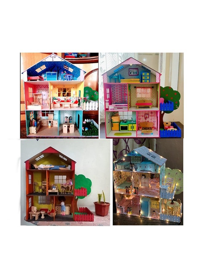 StonKraft Wooden dollhouse doll play house Big Size - construction toy, modeling kit - easy to assemble (dollhouse plain) - pine wood, Beige (Pack of 1 set) - Image 3