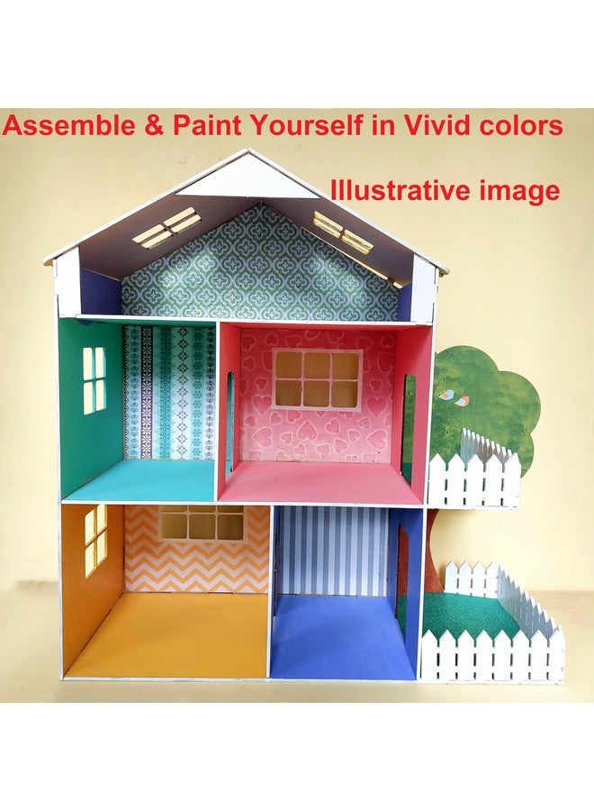 StonKraft Wooden dollhouse doll play house Big Size - construction toy, modeling kit - easy to assemble (dollhouse plain) - pine wood, Beige (Pack of 1 set) - Image 2