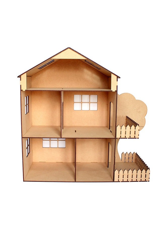 StonKraft Wooden dollhouse doll play house Big Size - construction toy, modeling kit - easy to assemble (dollhouse plain) - pine wood, Beige (Pack of 1 set) - Image 1