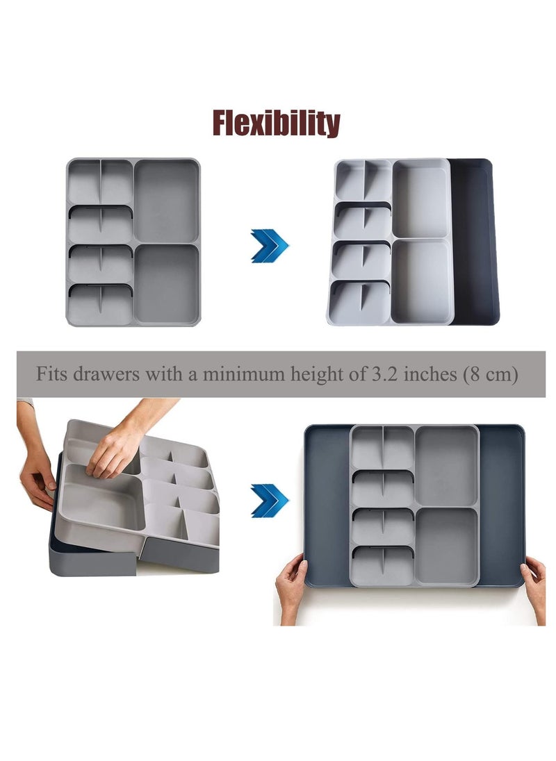 TYCOM Utensil Rack and Silverware Organizer, Adjustable Cutlery Tray, Utensil Holder for Silverware, Flatware, Knives in Kitchen, Bedroom, Living Room Grey  - Image 2
