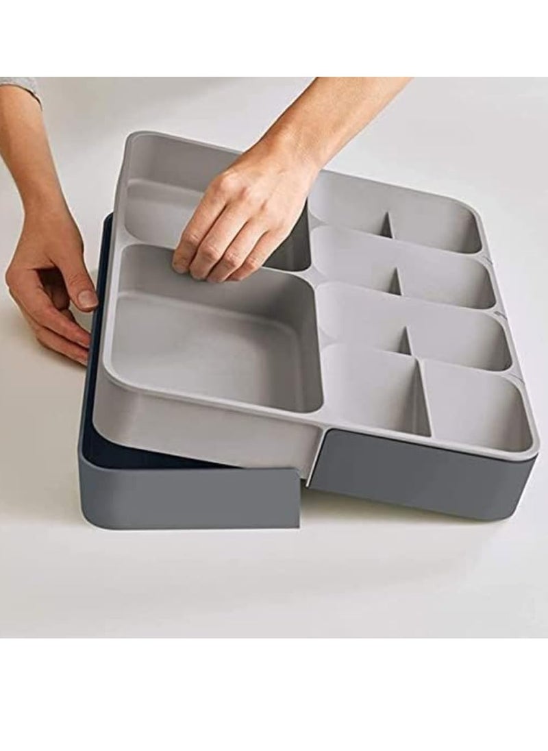 TYCOM Utensil Rack and Silverware Organizer, Adjustable Cutlery Tray, Utensil Holder for Silverware, Flatware, Knives in Kitchen, Bedroom, Living Room Grey  - Image 4