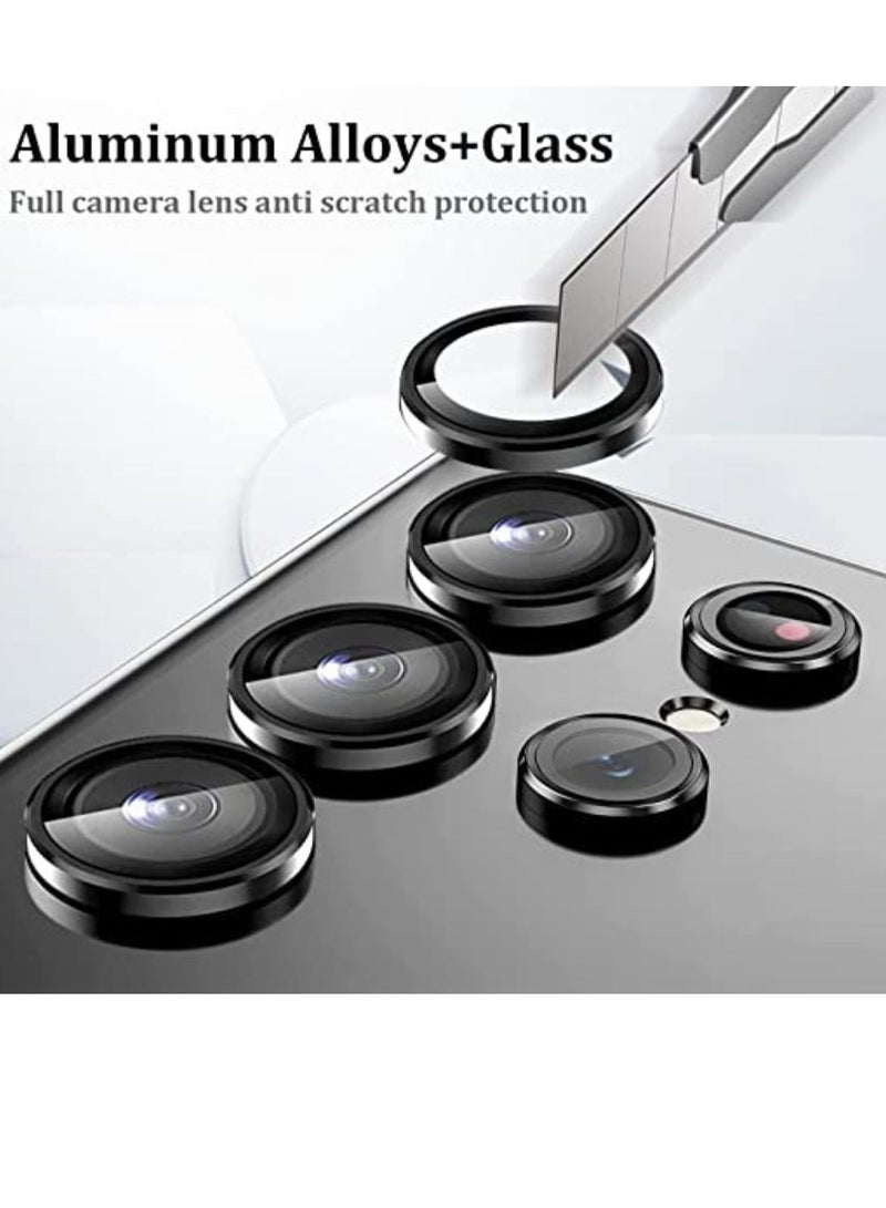 Camera Lens Tempered Glass Protector for Samsung Galaxy S22 Ultra, Aluminum Alloys Scratch Resistant Protector, Compatible with Galaxy S22 Ultra (Black) - Image 2