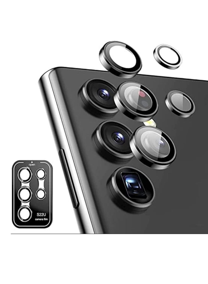 Camera Lens Tempered Glass Protector for Samsung Galaxy S22 Ultra, Aluminum Alloys Scratch Resistant Protector, Compatible with Galaxy S22 Ultra (Black) - Image 1