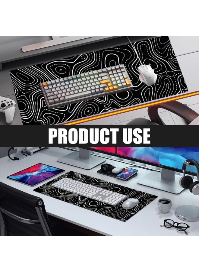 Topographic Dots Gaming Mouse Pad (70 x 30cm) - Soft Speed surface Mouse Mat - 3mm Non Slip Rubber Base - Mousepad Stitched Edges fit Keyboard Mouse Desk Pad for Gaming and Office - Image 5