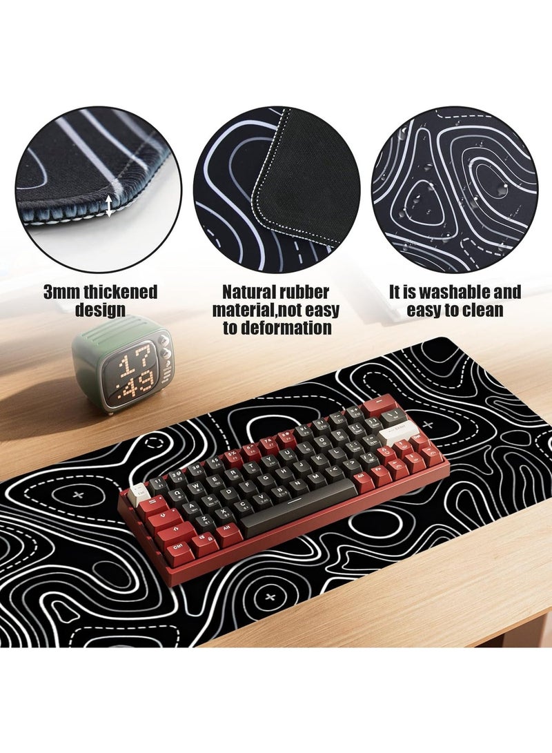 Topographic Dots Gaming Mouse Pad (70 x 30cm) - Soft Speed surface Mouse Mat - 3mm Non Slip Rubber Base - Mousepad Stitched Edges fit Keyboard Mouse Desk Pad for Gaming and Office - Image 2