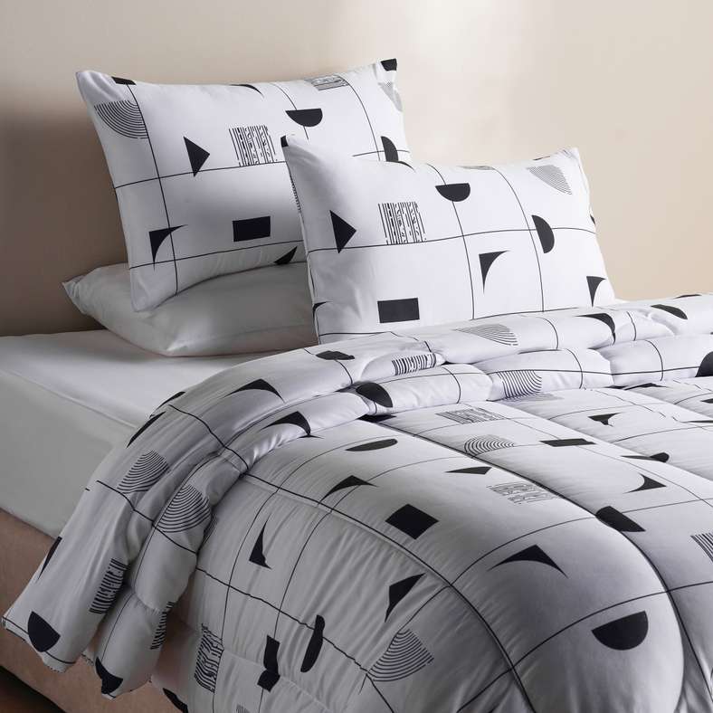 Pan Home طقم لحاف كامل مكون من 3 قطع 160x220 سم - رمادي - Image 1