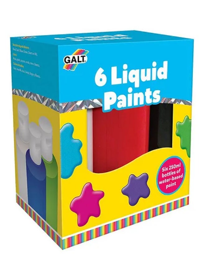 Galt Toys Young Liquid Paints | 6 Vibrant Colours | Non-Toxic & Water-Based | 250ml Bottles | Easy Wash | Creative Fun for Kids | Perfect for Colour Mixing