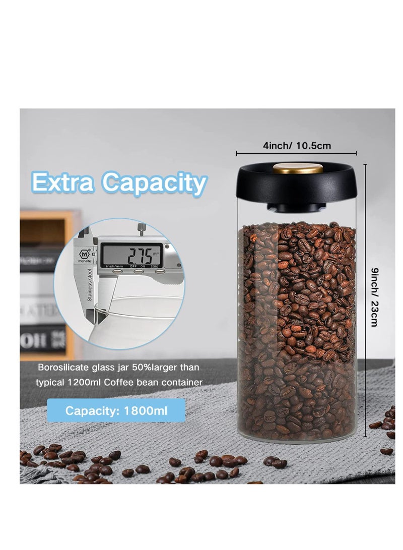 XiuWoo Borosilicate Glass Kitchen Storage Jars, Coffee Canisters with Airtight Lid Seal, Food Containers - Perfect for Beans, Tea, Sugar, Candy, Spices, Rice (1800ml/60 Ounces) - Image 4