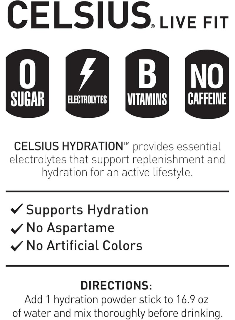 CELSIUS Lemon Lime, Sugar Free Electrolyte Hydration Drink Mix 14 Powder Sticks - Image 4