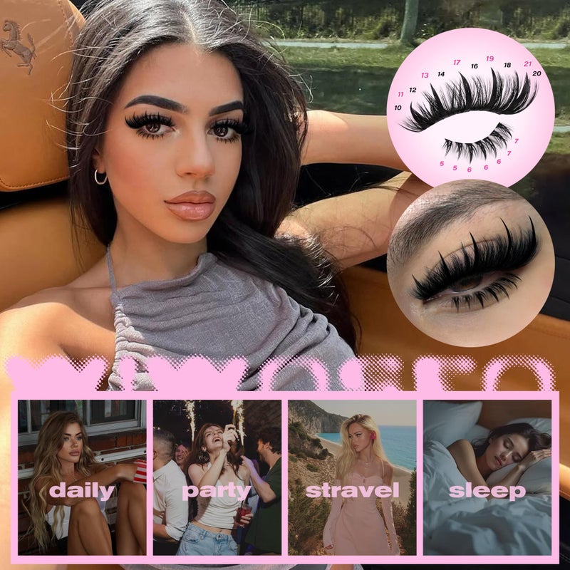 wiwoseo Bottom Lash Clusters with Spikes Lash Clusters Kit Mega Volume Lash Spikes Cluster Eyelash Extensions Kit Fairy Eyelash Clusters Spiky Cluster Lashes Clusters with Clear Lash Bond and Seal - Image 3