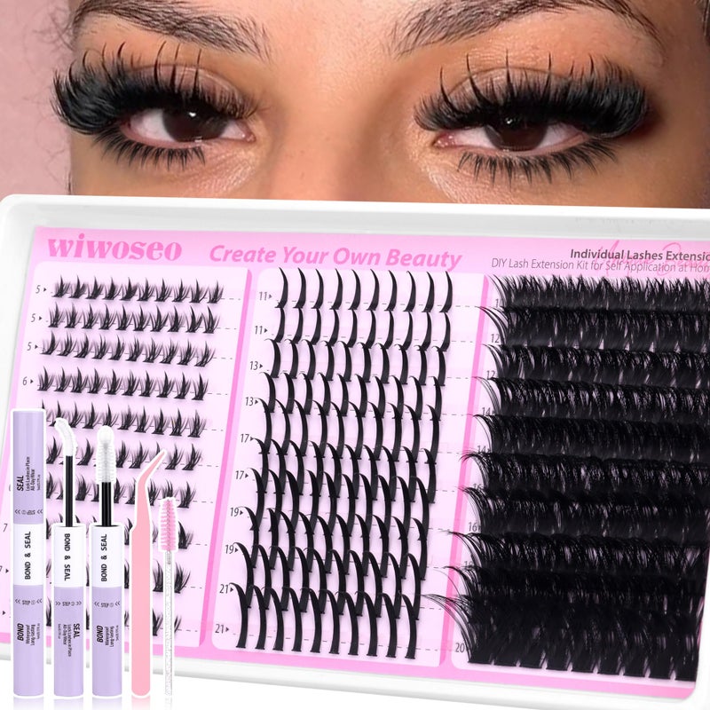 wiwoseo Bottom Lash Clusters with Spikes Lash Clusters Kit Mega Volume Lash Spikes Cluster Eyelash Extensions Kit Fairy Eyelash Clusters Spiky Cluster Lashes Clusters with Clear Lash Bond and Seal - Image 1