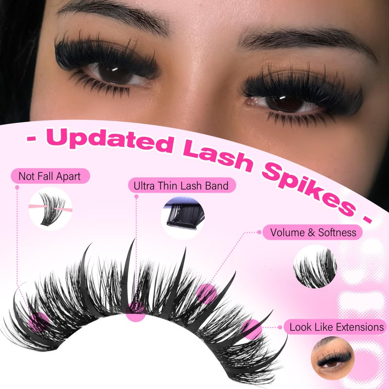 wiwoseo Bottom Lash Clusters with Spikes Lash Clusters Kit Mega Volume Lash Spikes Cluster Eyelash Extensions Kit Fairy Eyelash Clusters Spiky Cluster Lashes Clusters with Clear Lash Bond and Seal - Image 4