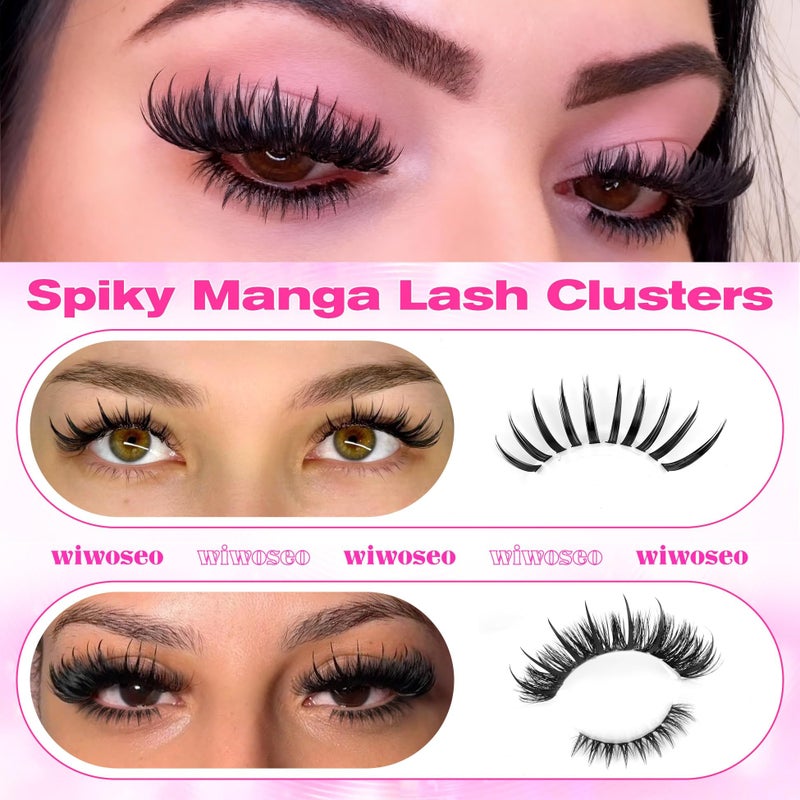 wiwoseo Bottom Lash Clusters with Spikes Lash Clusters Kit Mega Volume Lash Spikes Cluster Eyelash Extensions Kit Fairy Eyelash Clusters Spiky Cluster Lashes Clusters with Clear Lash Bond and Seal - Image 5