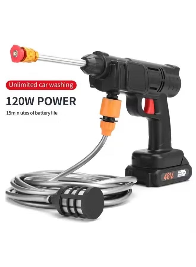 شرارة وتسوق رشاش غسيل عالي الضغط محمول – جهاز غسيل لاسلكي مزود ببطاريتين ليثيوم 48V قابلتين للشحن للاستخدام الداخلي والخارجي، للحديقة، الحيوانات الأليفة وتنظيف السيارات - Image 5