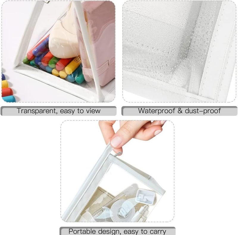 AQBAH Polyethylene Large Capacity Big Pencil Pouch For Girls&Boys,Transparent Pen Bag Organizer For School,Collage,Office,Cute Cosmetic Bag For Girls,Multi-Purpose Stationary Bag Pack Of 1(White) - Image 4
