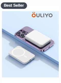 OULIYO 5000 mAh Magnetic Wireless Power Bank,Portable Charger Compatible With MagSafe With Pass-Thru Charging,15W Lighting Input,20W Type-C Input/Output,Compatible With iPhone,Samsung,Huawei,Xiaomi  - Image 1