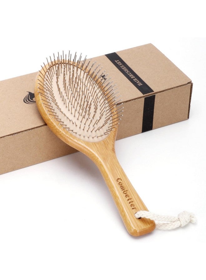 Ir Brush Combetter, Smoothing Hair&Massage, Detangling Anti-Static Hairbrush, Natural Wood Comb With Metal Bristles For Women, Men & Children