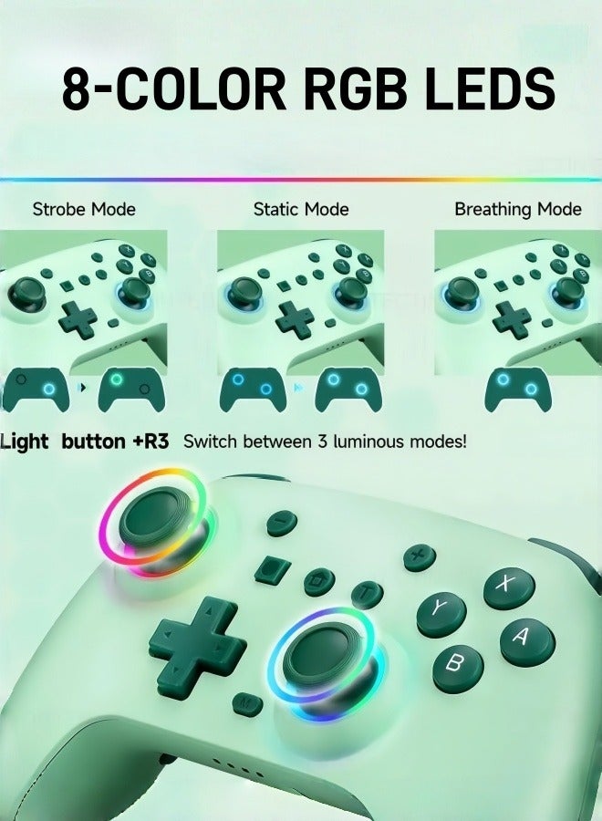 CoolRabbie RGB Wireless Switch Controller for Nintendo Switch 2,Switch Pro Controller for Switch/OLED/Lite/PC/Steam Deck/TV,Gamepad Hall Effect Joystick Trigger with 7 Colors LED Light/3-level TURBO Adjustable,4-Speed Dual Vibration,Support Wake Up and Gyro Axis Motion - Image 3