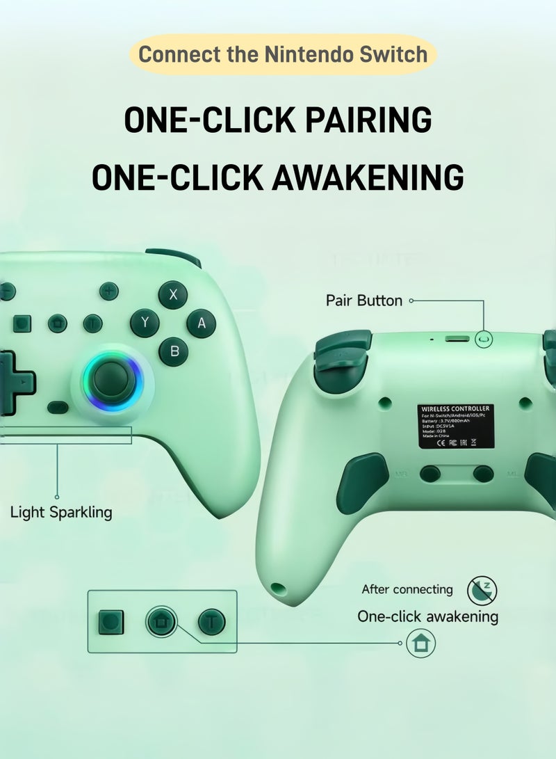 CoolRabbie RGB Wireless Switch Controller for Nintendo Switch 2,Switch Pro Controller for Switch/OLED/Lite/PC/Steam Deck/TV,Gamepad Hall Effect Joystick Trigger with 7 Colors LED Light/3-level TURBO Adjustable,4-Speed Dual Vibration,Support Wake Up and Gyro Axis Motion - Image 5