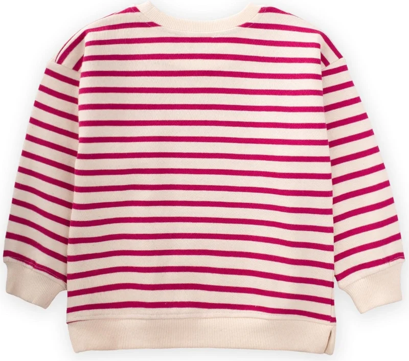 Cigit Striped Cardigan Detailed Seasonal Sweater 2-12 Years Fuchsia