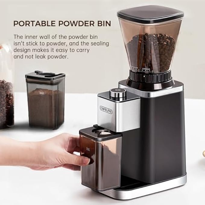 كافلف مطحنة القهوة المخروطية Mk301 مطحنة فول كهربائية أوتوماتيكية مع 420 حافة من الفولاذ المقاوم للصدأ 48 إعدادات دقيقة للاستخدام في المطبخ المنزلي في مكتب - Image 3