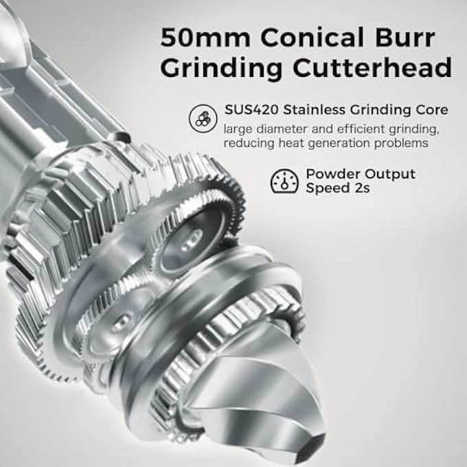 كافلف مطحنة القهوة المخروطية Mk301 مطحنة فول كهربائية أوتوماتيكية مع 420 حافة من الفولاذ المقاوم للصدأ 48 إعدادات دقيقة للاستخدام في المطبخ المنزلي في مكتب - Image 5