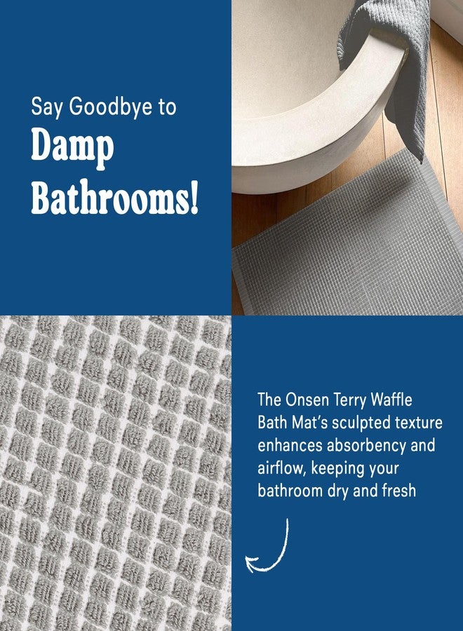 ONSEN Cotton Bath Mat - Washable Bathroom Rug, Waffle Bath Mat, Bathroom Accessories - Ultra-Absorbent, Quick-Dry, Soft & Durable Cotton, Stylish Spa Quality, Easy Care - Grey Fog, 20x30 in - Image 5
