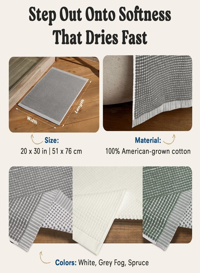 ONSEN Cotton Bath Mat - Washable Bathroom Rug, Waffle Bath Mat, Bathroom Accessories - Ultra-Absorbent, Quick-Dry, Soft & Durable Cotton, Stylish Spa Quality, Easy Care - Grey Fog, 20x30 in - Image 4