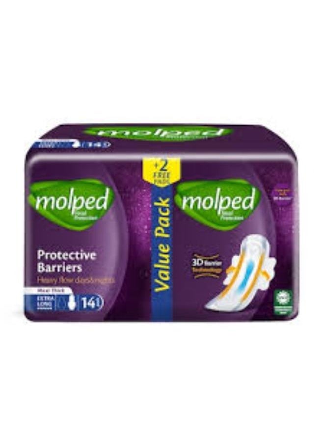 Molped PROTECTIVE BARRIER MAXI LONG 16 in 2 PADS 