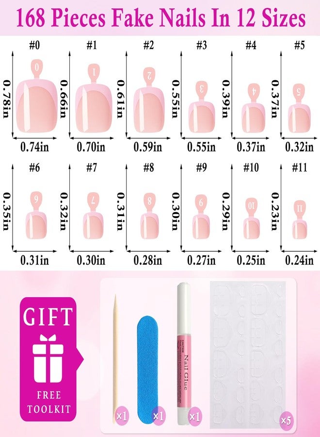 LuckForever 168pc Pink French Tips Press on Toenails Women Fake Toe Nails with Tabs, Nude Fake Toenails Press on Nails Toe Acrylic Nail Tips Short Square Glue Toenails Stick Artificial Toe Nails Press ons - Image 5